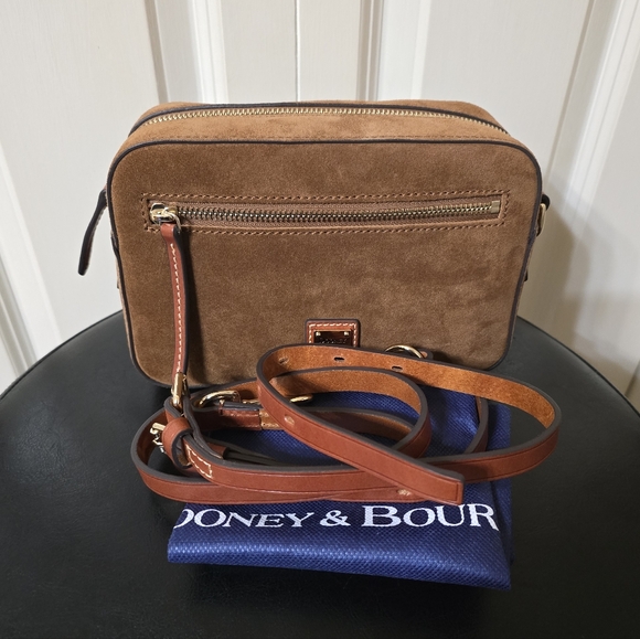 Dooney Suede Camera Zip Crossbody/Color: Amber - Picture 2 of 12